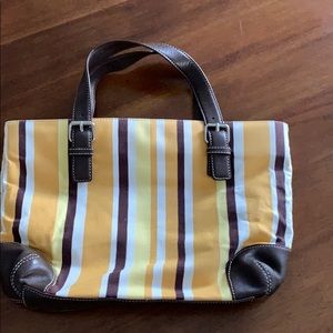 Striped yellow and brown Fossil tote